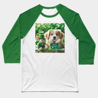 St Patricks Day Cute dog 3 Baseball T-Shirt